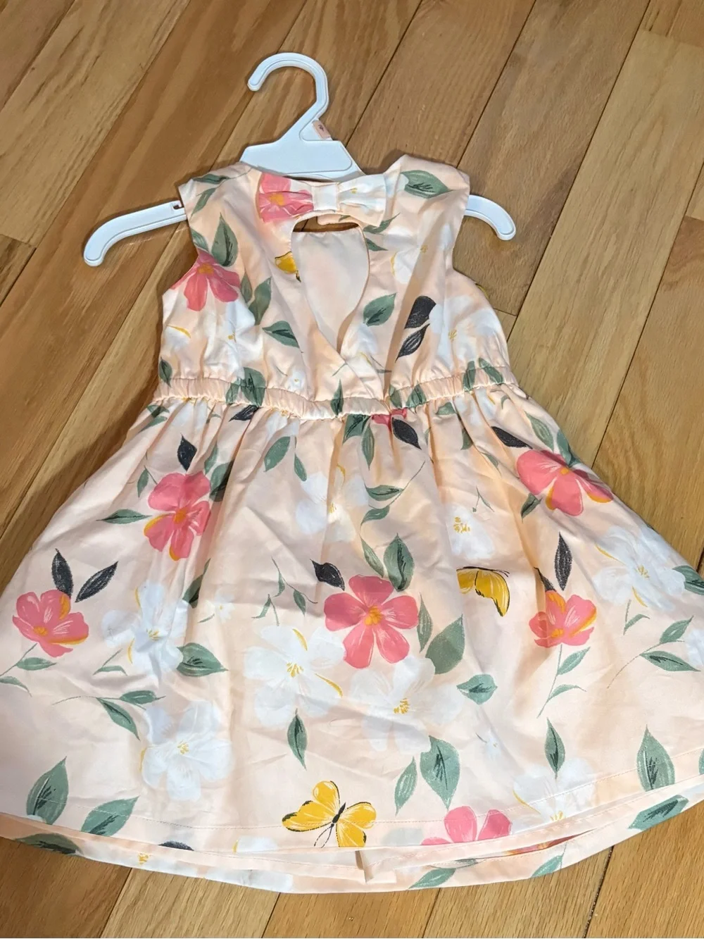 Carter's Light Floral Dress with Yellow Butterfly Details